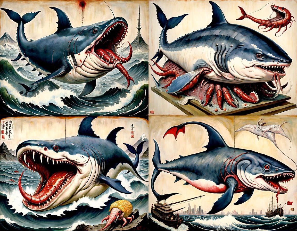 Horrific Mutant Sea Creature in Surreal Japanese Art