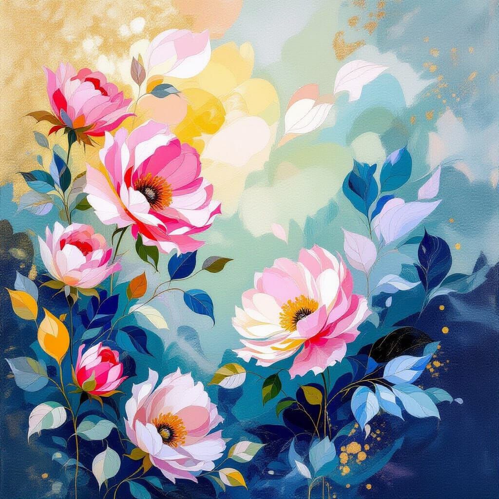 Decorative Tile Design in Rococo Impressionist Style