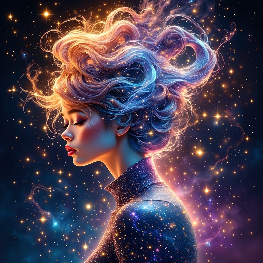 Cosmic Star Hair in Boris Vallejo Style