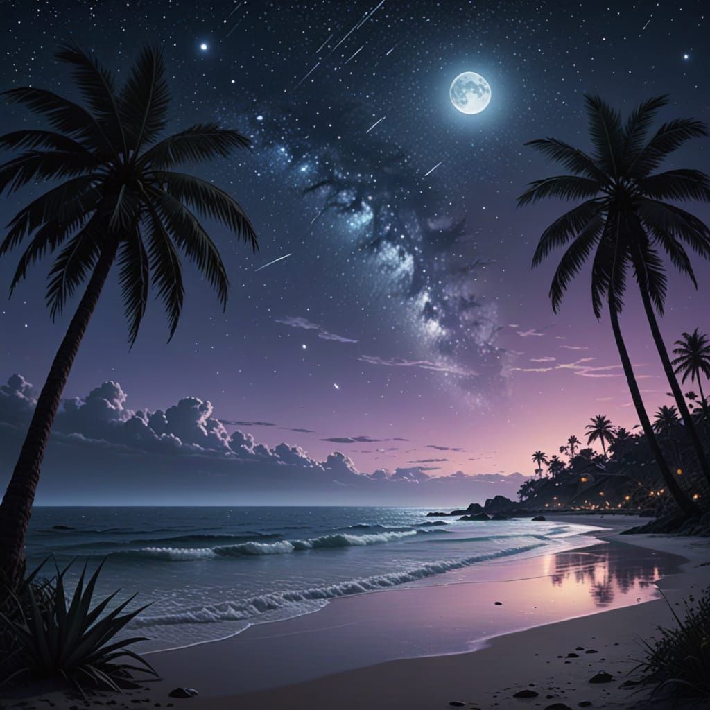 Tranquil Starry Night by the Sea