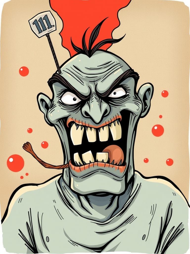 Grimacing Face: A Raw Expressive Illustration