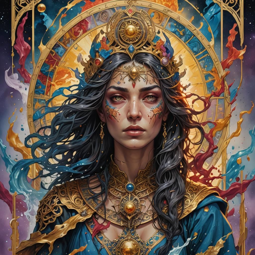 Detailed Strength Tarot Card in Hyperrealistic Style