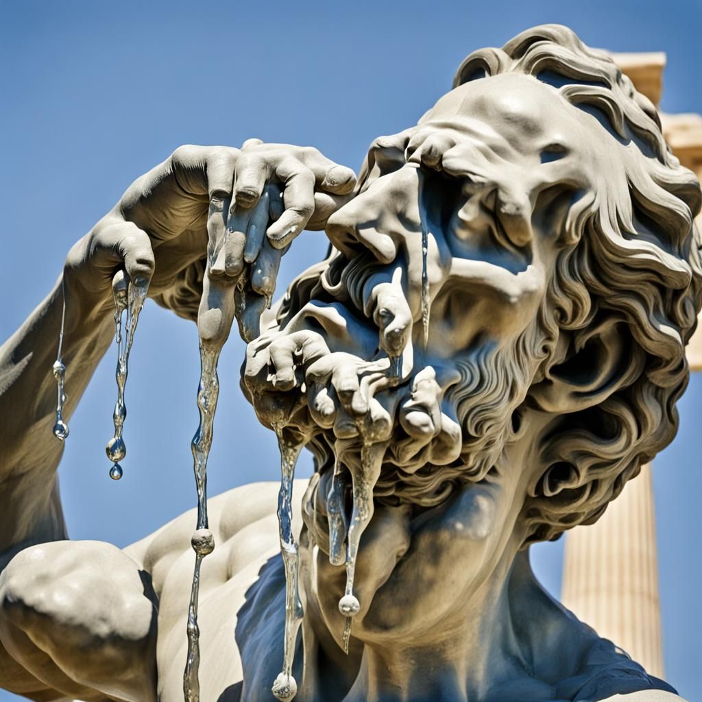 Ancient Greek Statue Perspiration Close-Up