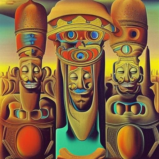 Surreal Three wise men in Tenochtitlan