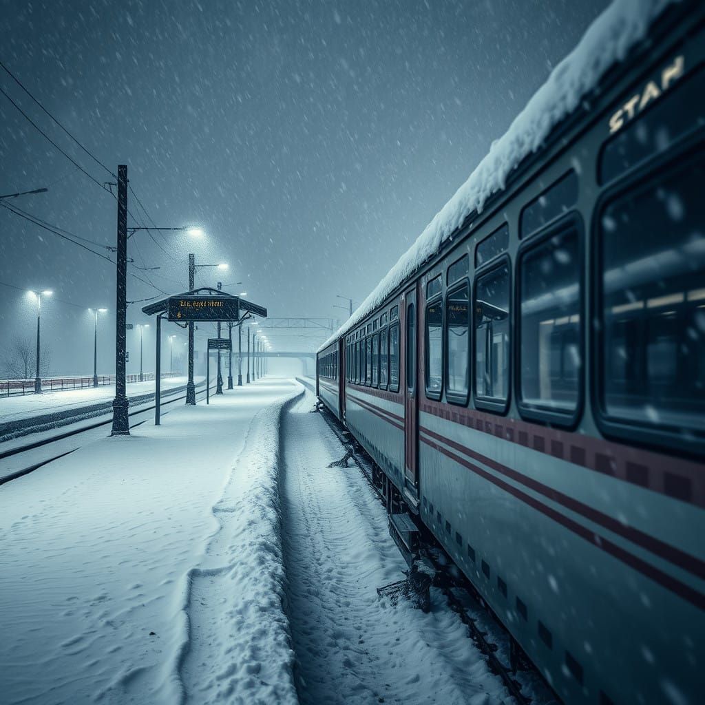 Ethereal Winter Station Scene in Hyperrealistic HDR