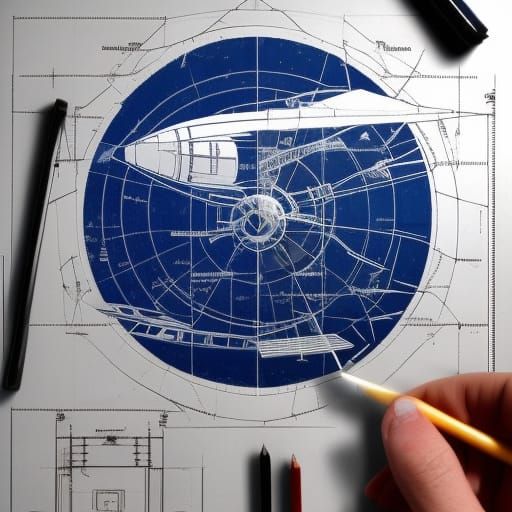Detailed Spacecraft Blueprint: Hyperrealistic Technical Draw...