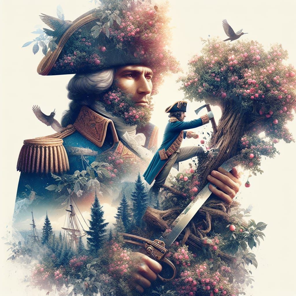 Washington in Cherry Blossom Rebellion Fantasy Art