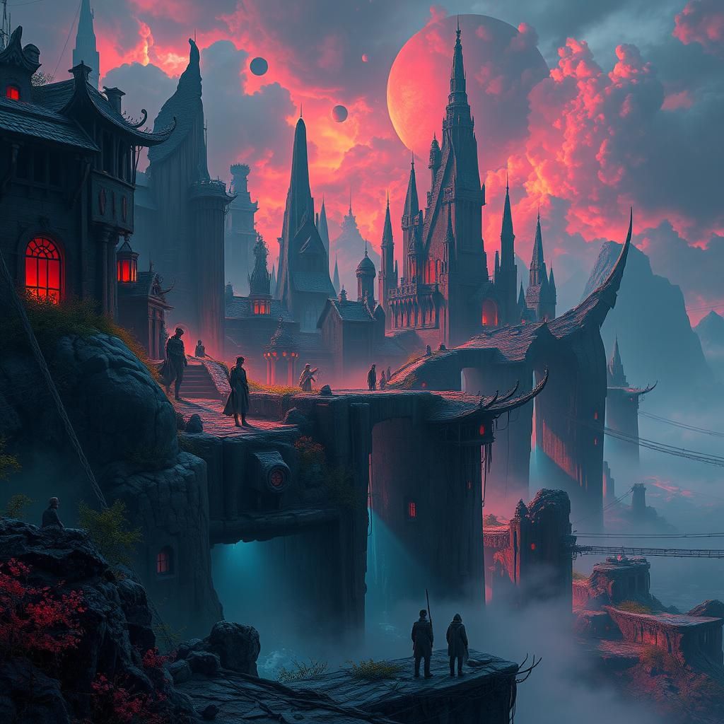 Eerie Fantasy Realm of Oblivion in Matte Painting Style