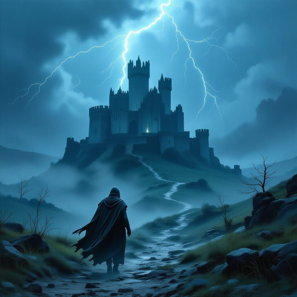 Ruined Castle in Stormy Marshland: Gothic Romanticism