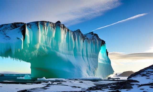 Hyperrealistic Iceberg Formed From Sky Waterfall