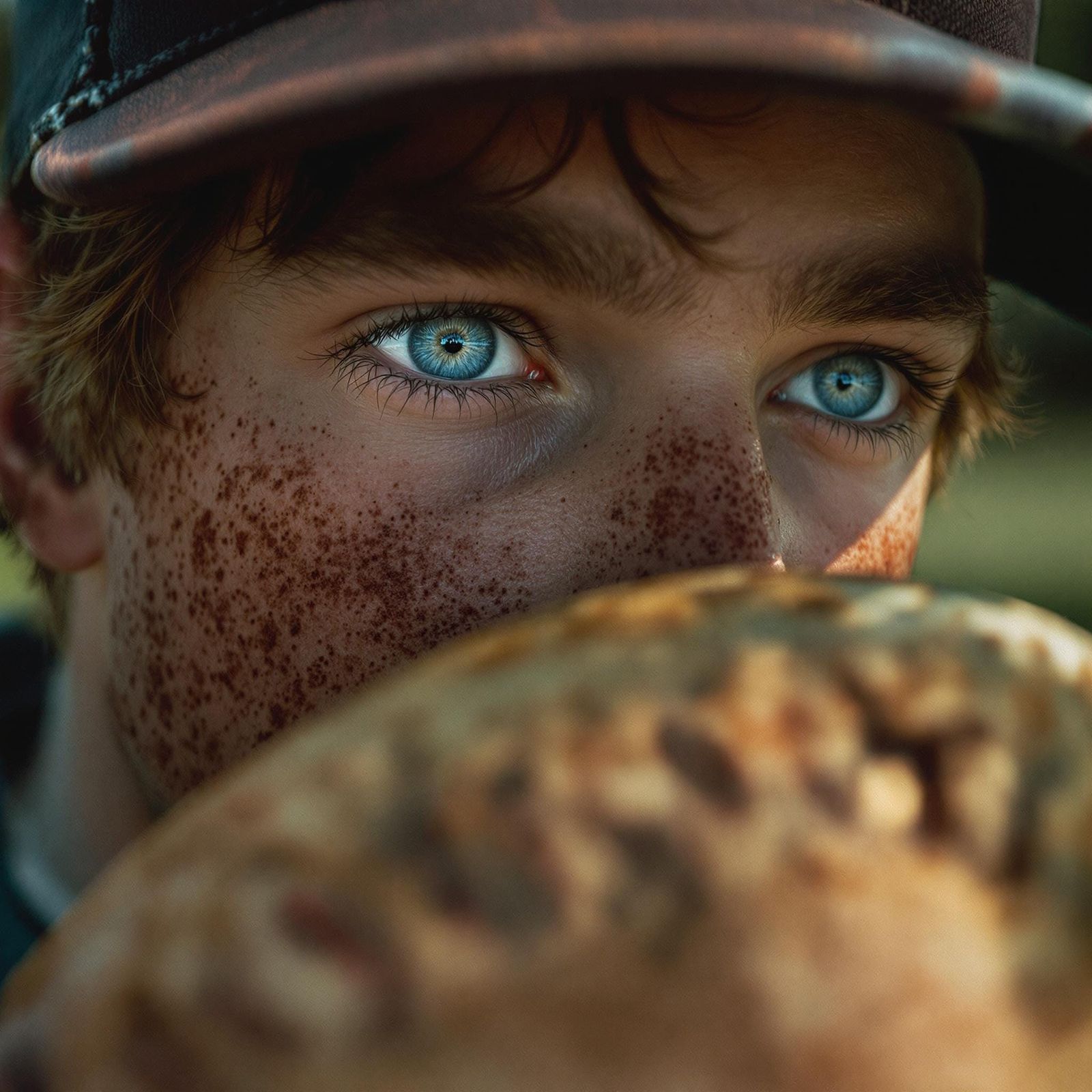 Heavenly Baseball Prodigy with Bright Blue Eyes