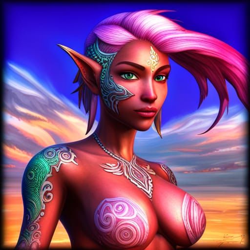 Hyperrealistic Zora Woman with Coral Scales