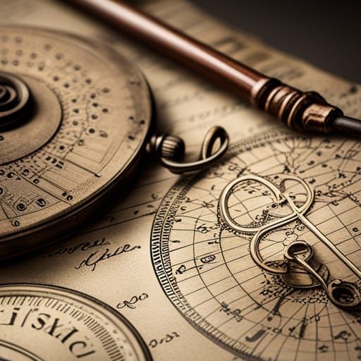 Antique Pocket Watch and Leather Book in Detailed Matte Pain...