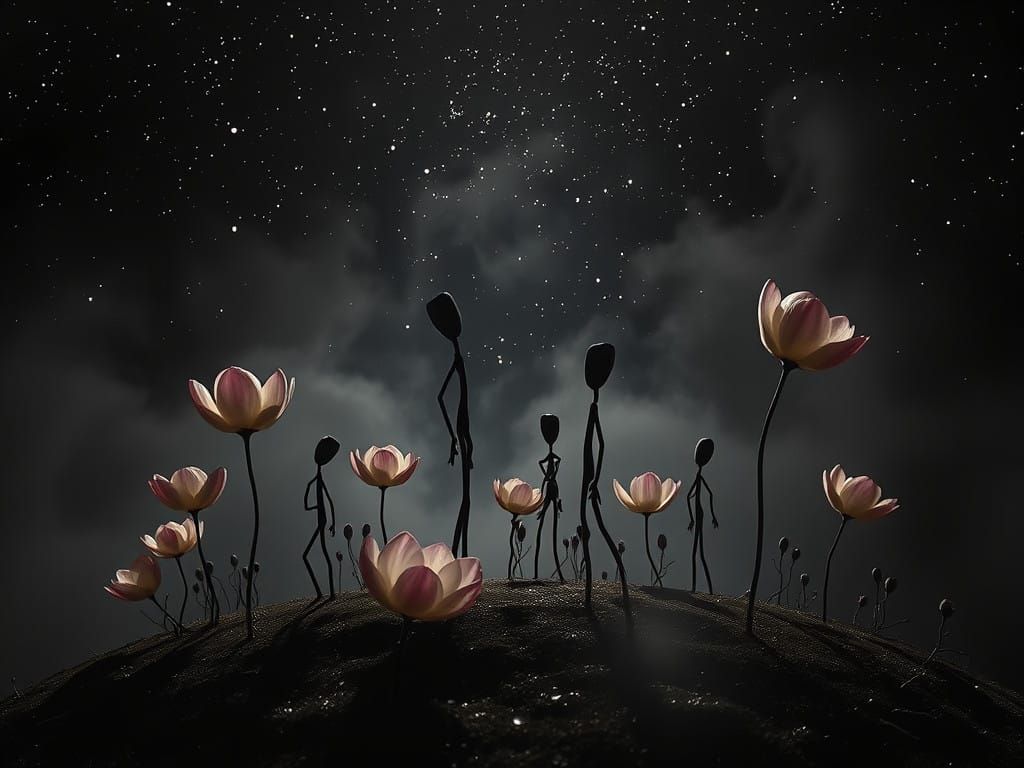 Petallic Humanoid Stick-Figures