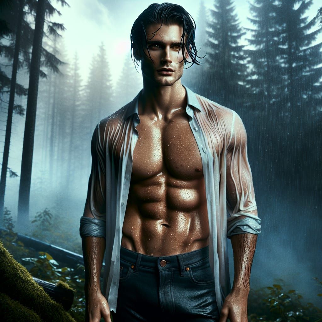 Gothic Vampire in Fog-Filled Forest: Hyperrealistic Art