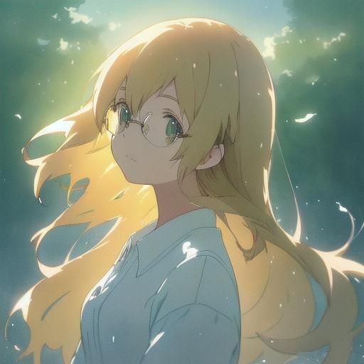Serene Blonde Girl in Anime Style