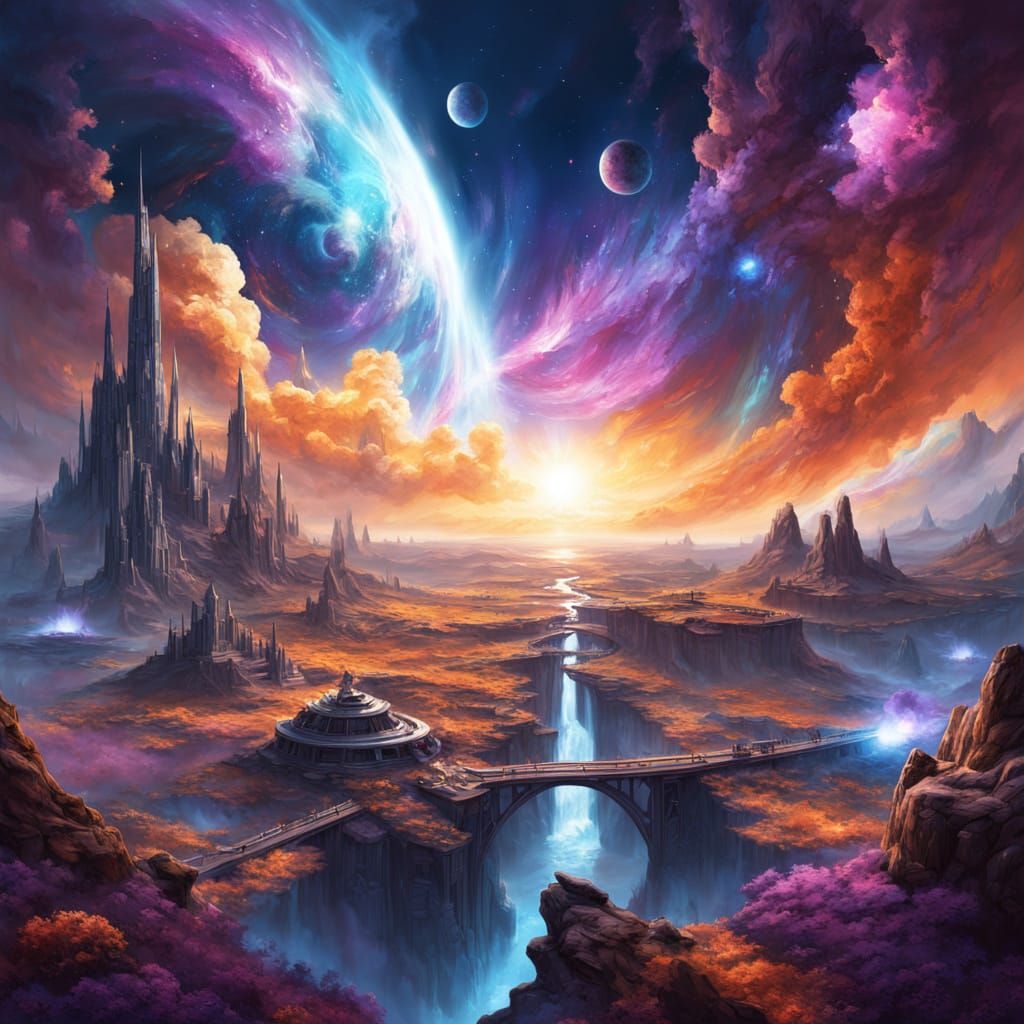 Vibrant Cosmic Metropolis in Celestial Splendor