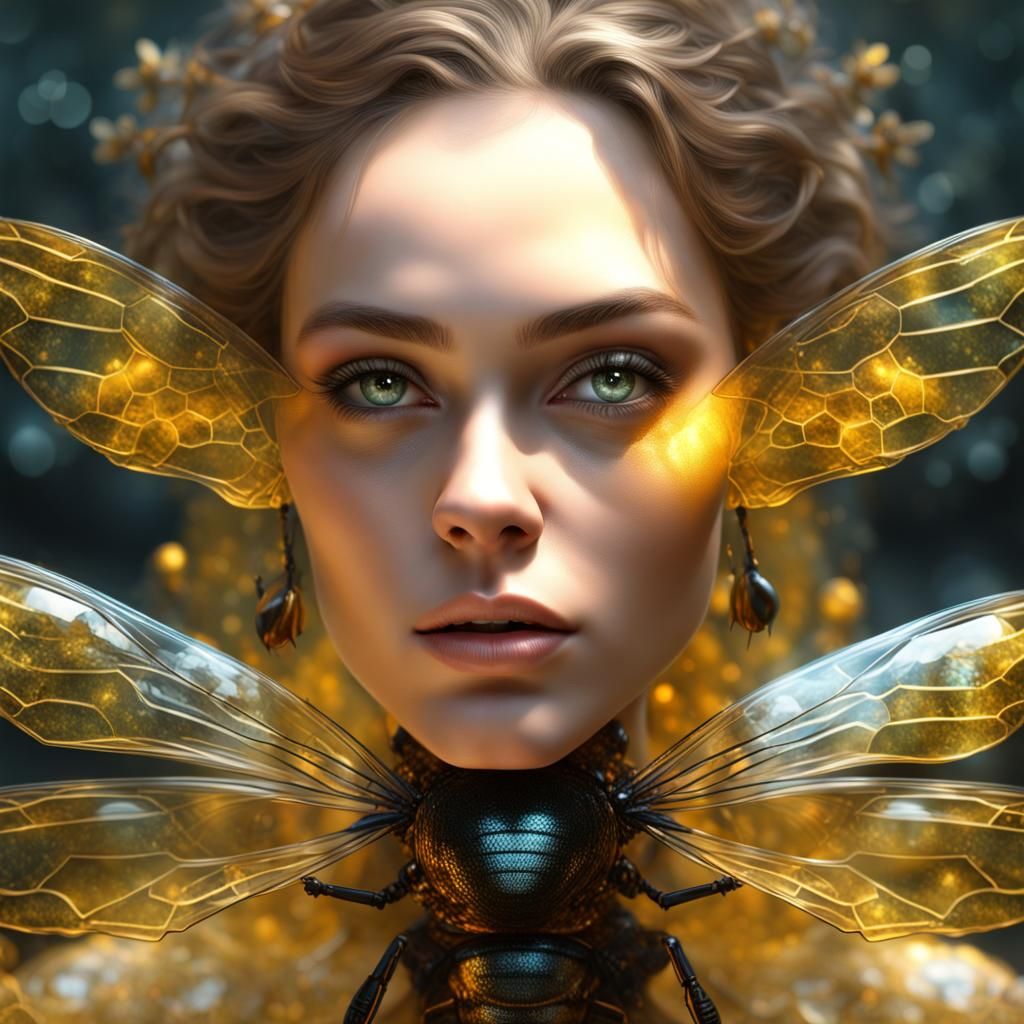 Crystal Bee Woman Portrait: A Masterpiece of Detail