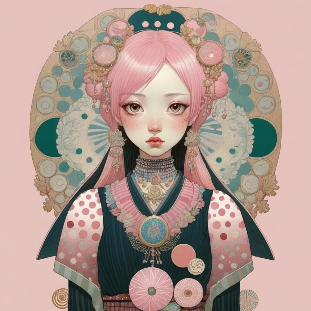 Pink Ornamental Digital Illustration