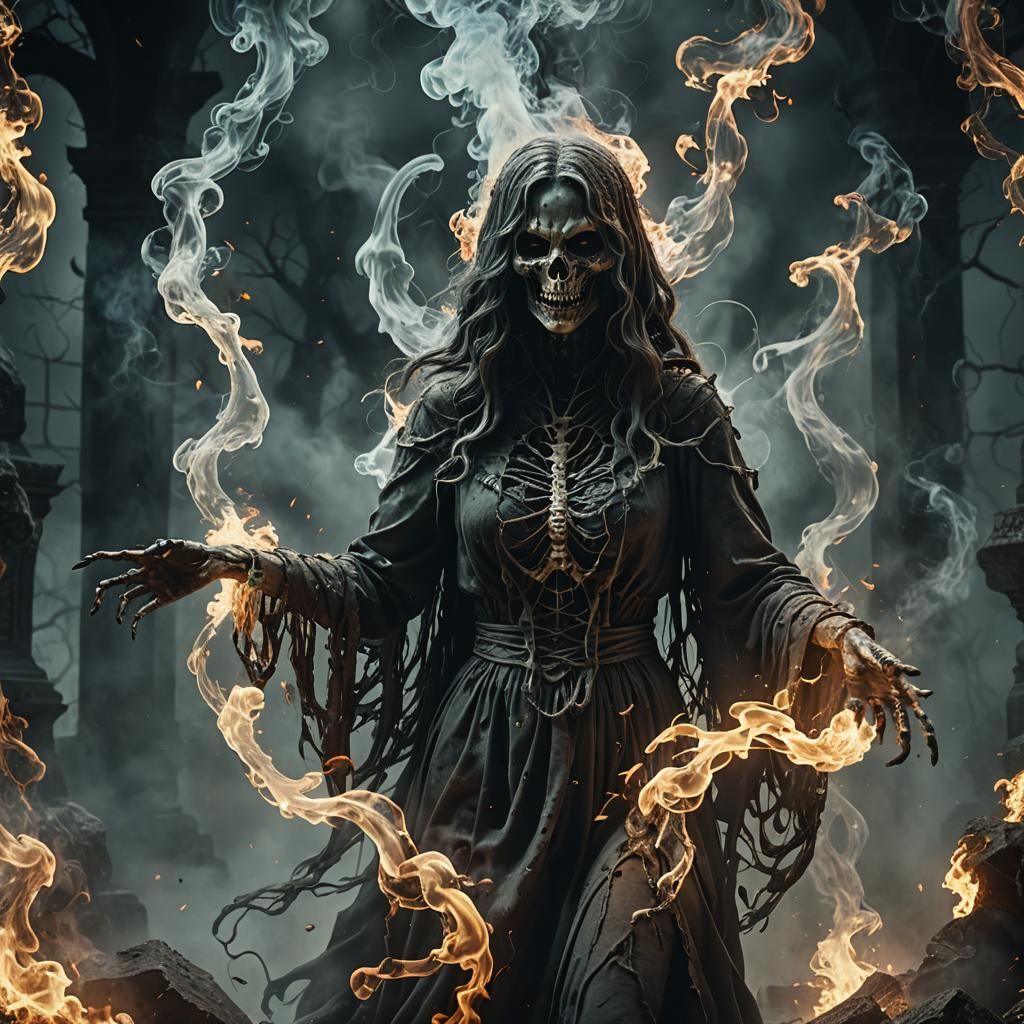 Horrorcore Demon Ghost in Swirling Smoke: 3D Render