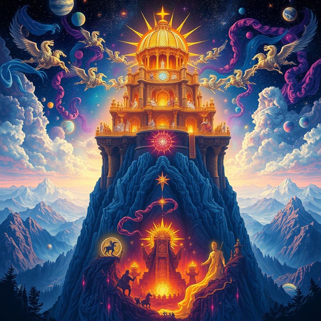 Mystical Baltic Pagan Cosmos in Vibrant Holographic Style