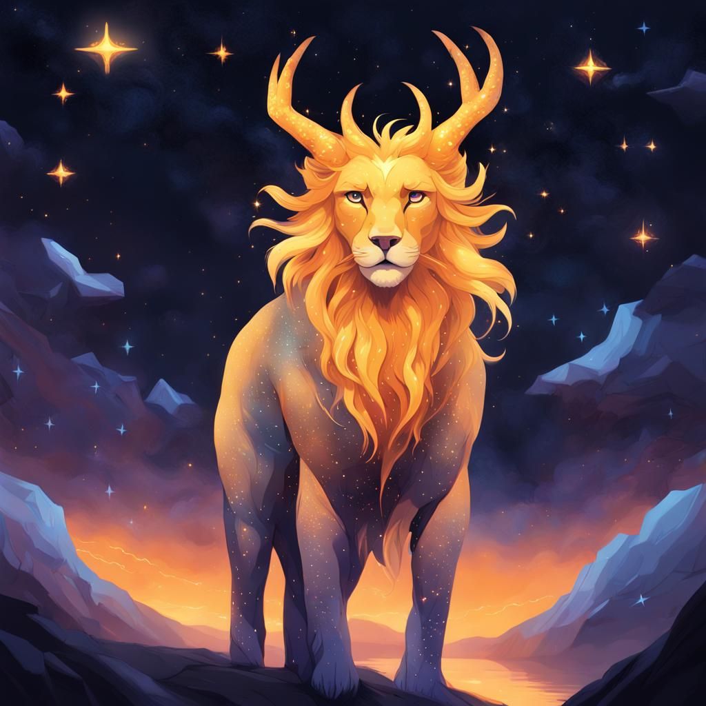 Majestic Constellation Creature in Starry Sky