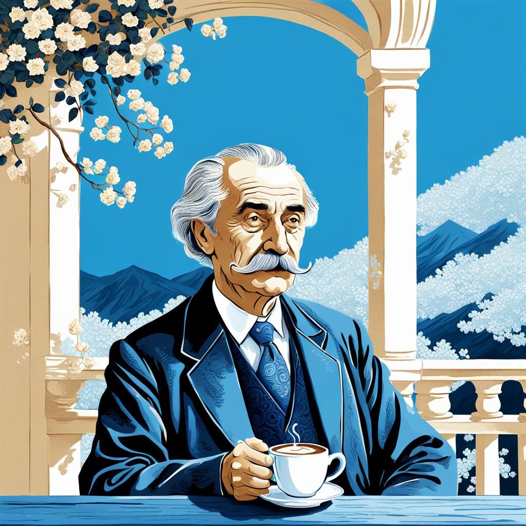 Montenegrin Governor with Cappuccino: Monochromatic Digital ...