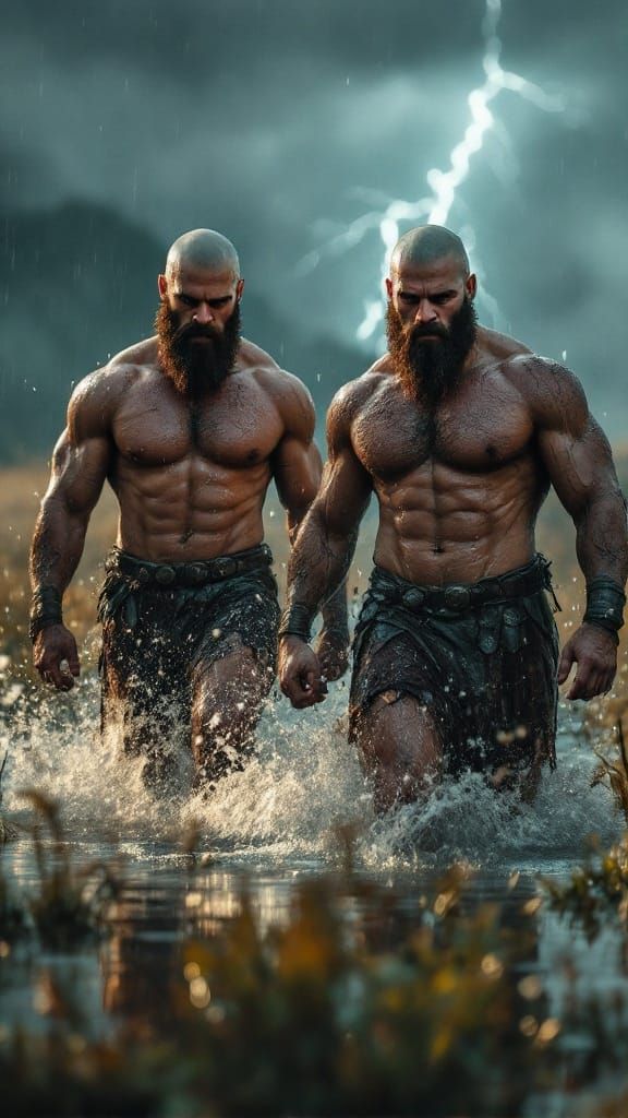 Rugged Warriors Stand Tall in Stormy Meadow