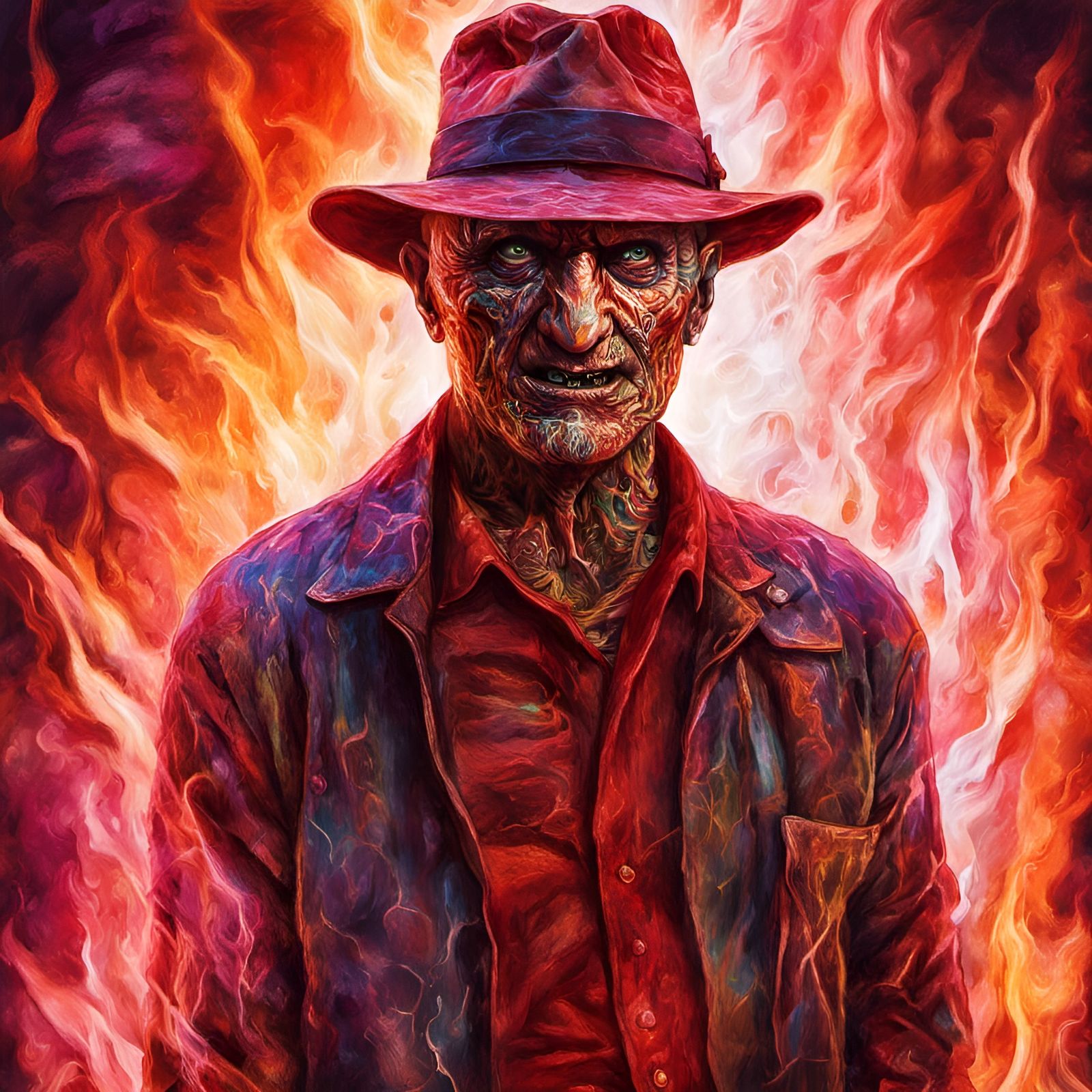 Freddy Krueger Portrait with Fiery Background