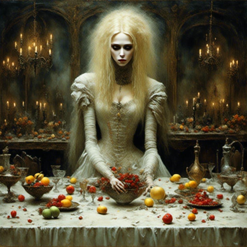 Bleak Portrait of Weeping Woman in Expressionist Style