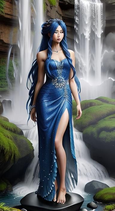 Barefoot Stone Giantess with Waterfall Dress