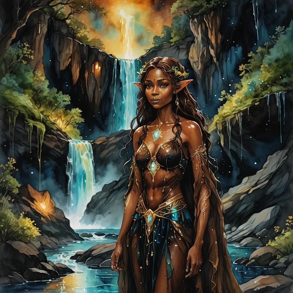 Elf by a Waterfall 12