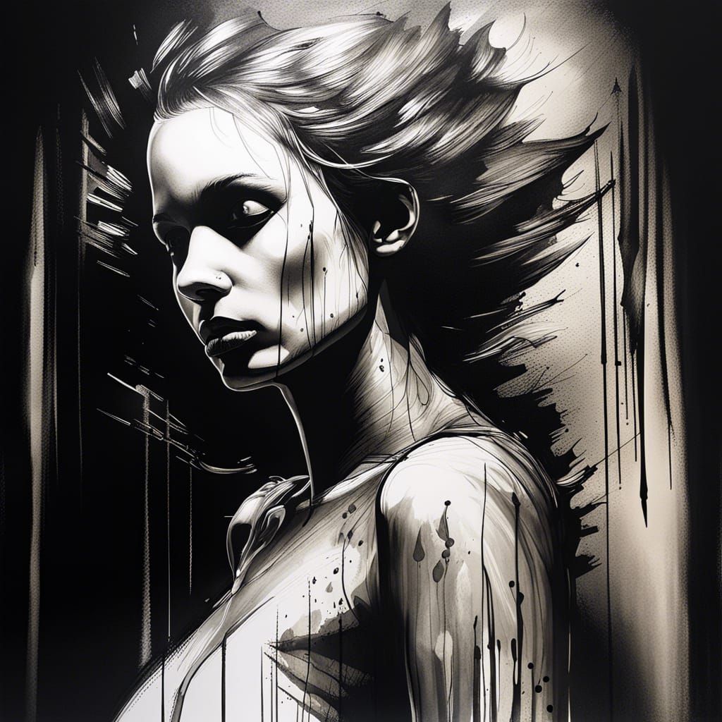 Gothic Ink Painting with Volumetric Lighting