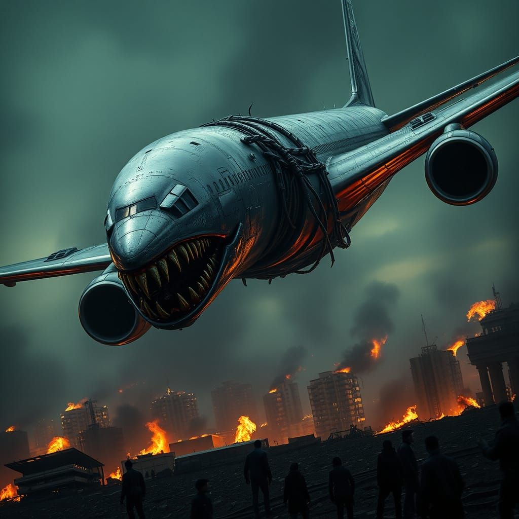 Mutated Boeing 787 Engulfs Burning City in Terror