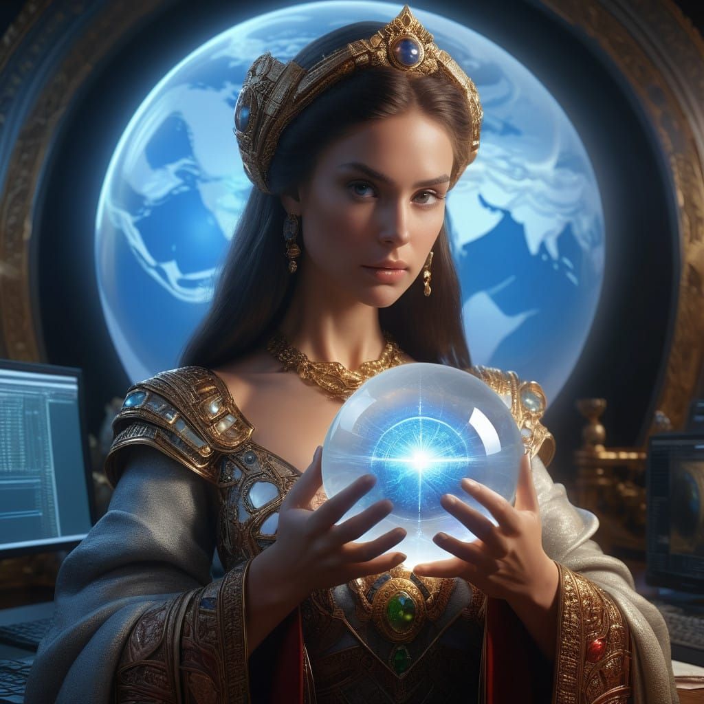 The AI Art Muse in a Dramatic Digital Painting