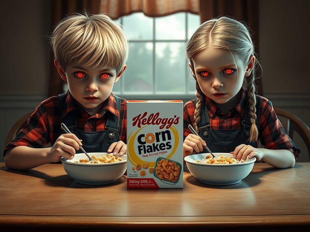 Sinister Breakfast Duo in Photorealistic Style