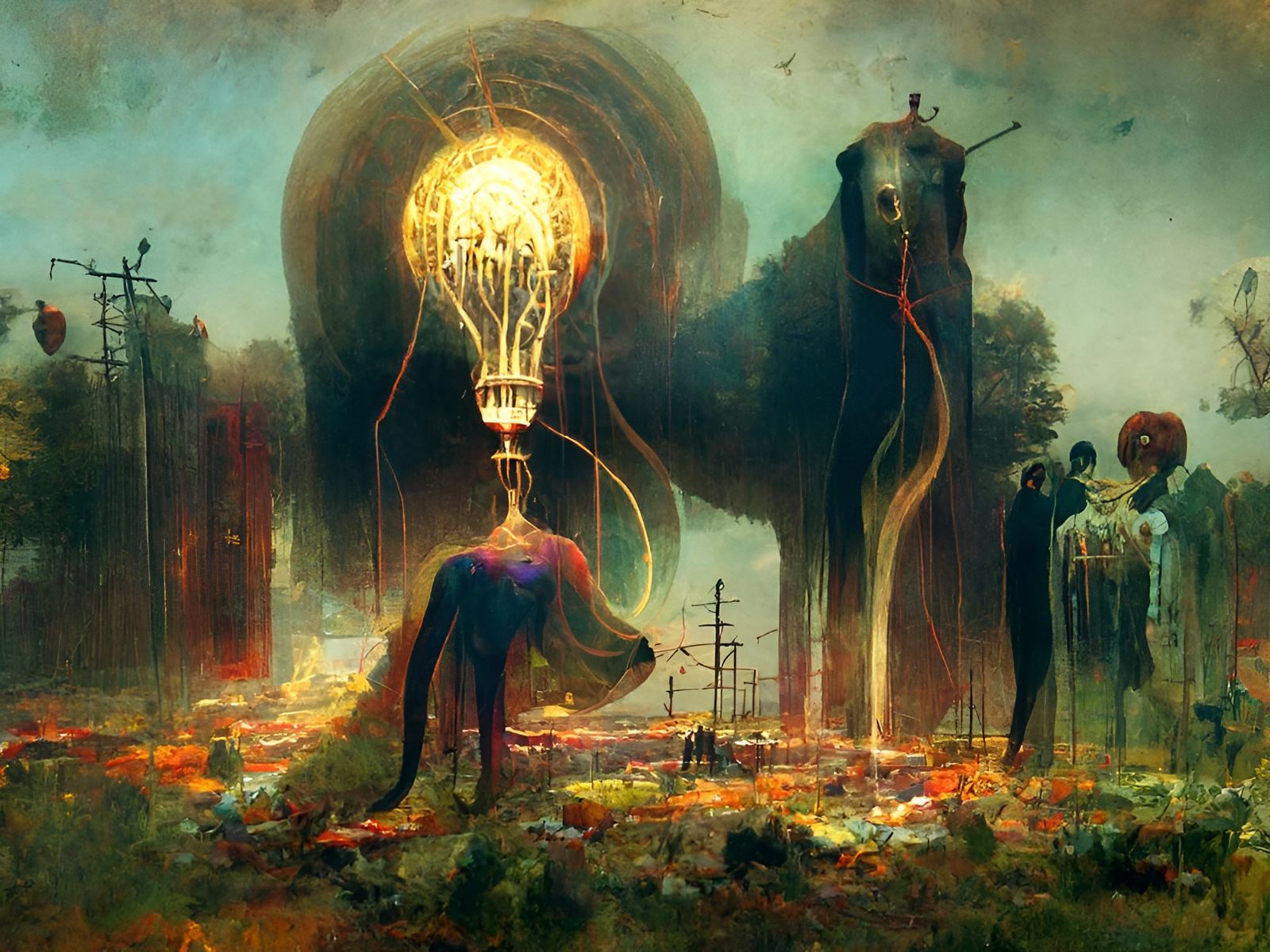 Surreal Cockroach King in Ivory Tower