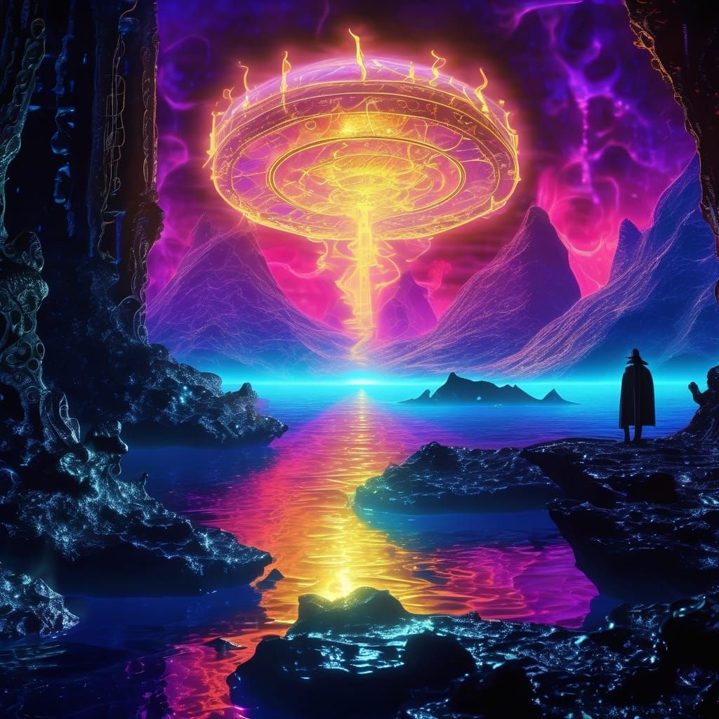 Mystical Creature Examines Sci-Fi Artifact in Dark Fantasy U...
