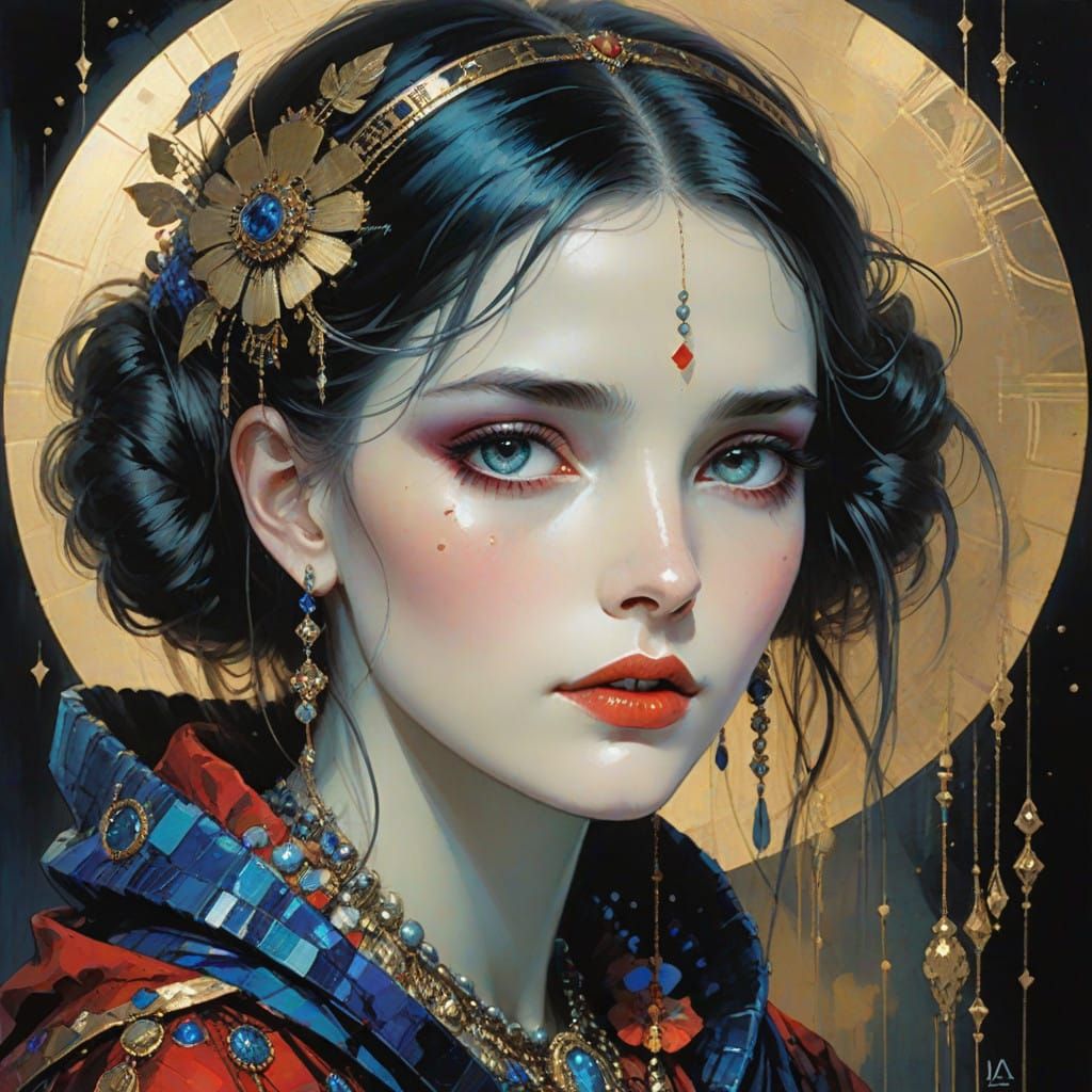 Sensitive Watercolor Portrait in Traditional Art Style