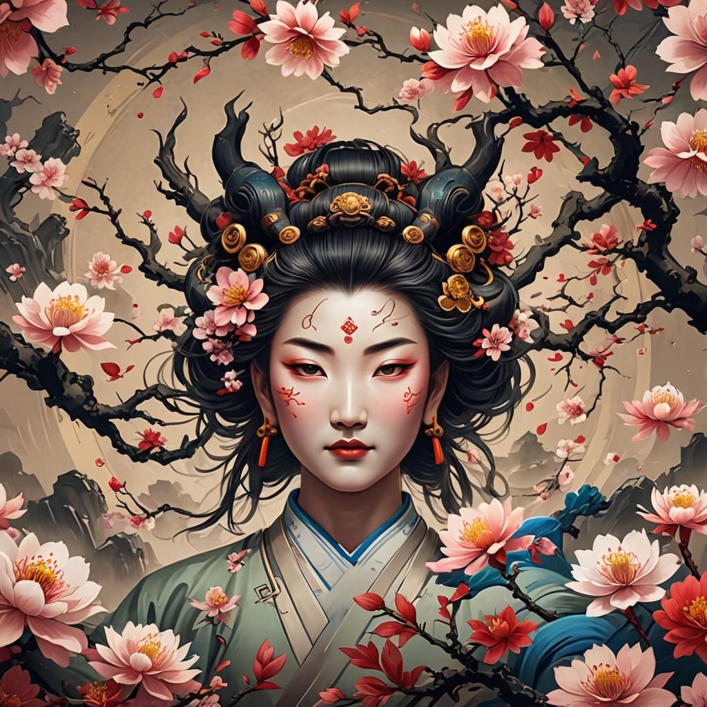 Face Changing Art in Chinese Scroll Style