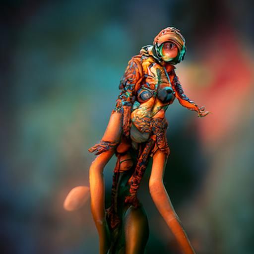 Girl in Bio Scarf: Alien Aesthetic Steampunk Art
