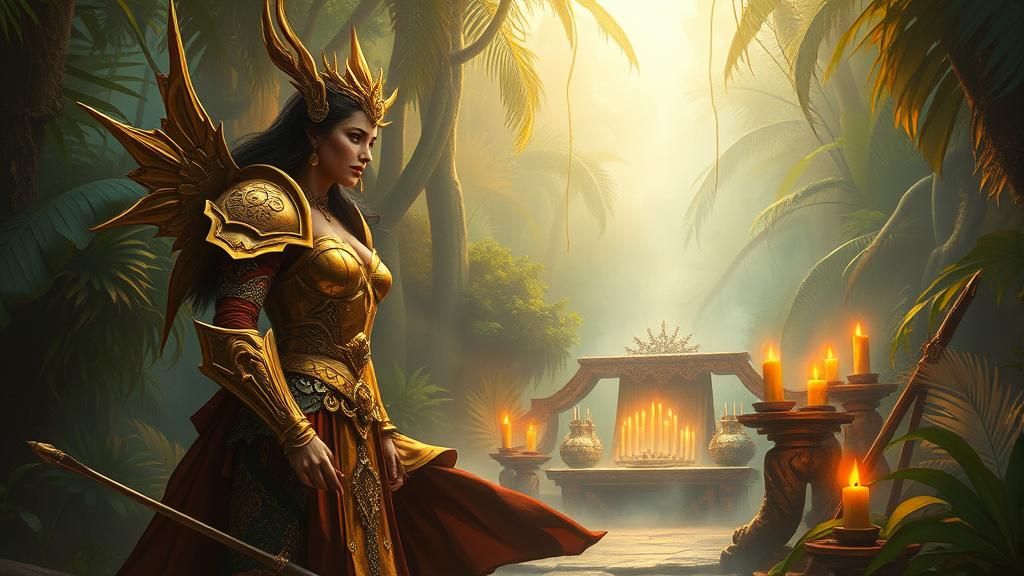 Mystical Warrior-Priestess in Ethereal Jungle Ritual