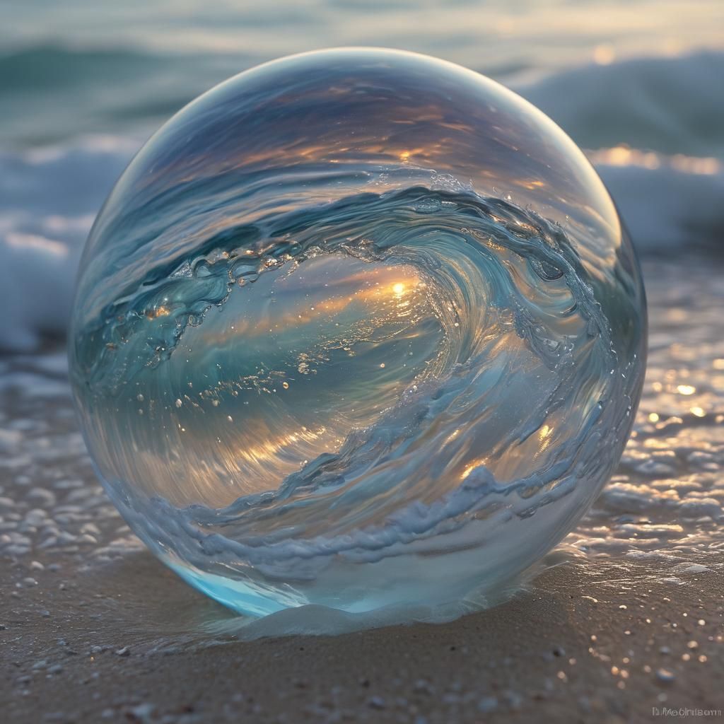 Ocean Wave in Glass Sphere: Fantasy Macro