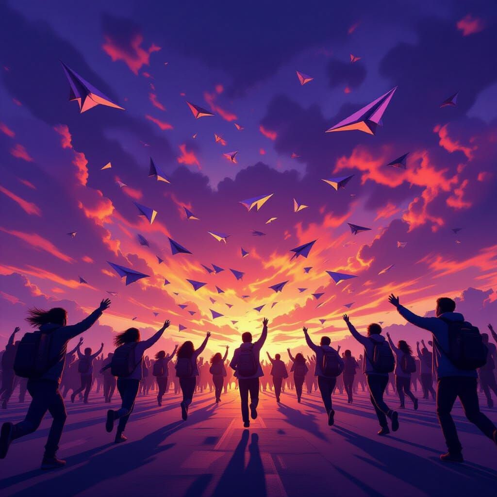 Chaos of Paper Airplanes Over Turbulent Sky