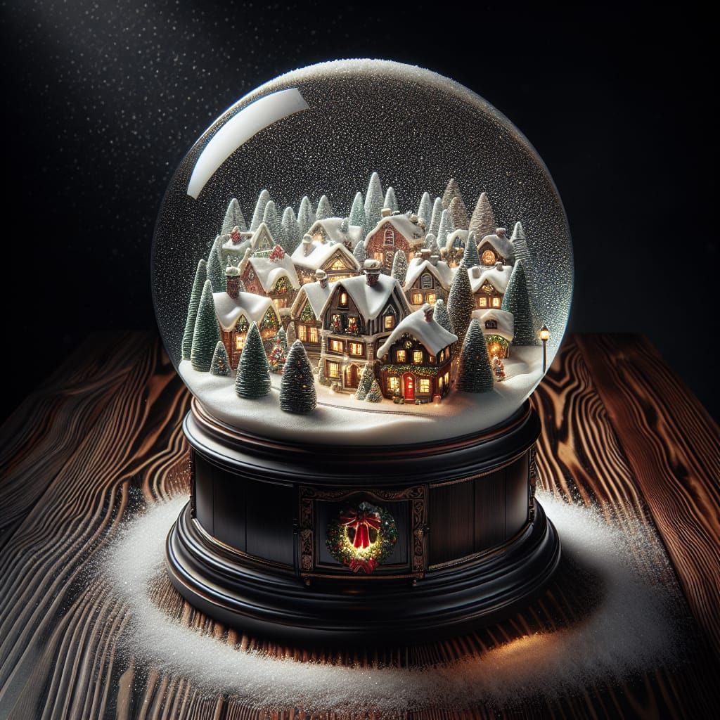 A Snowy Christmas Scene in a Majestic Snow Globe