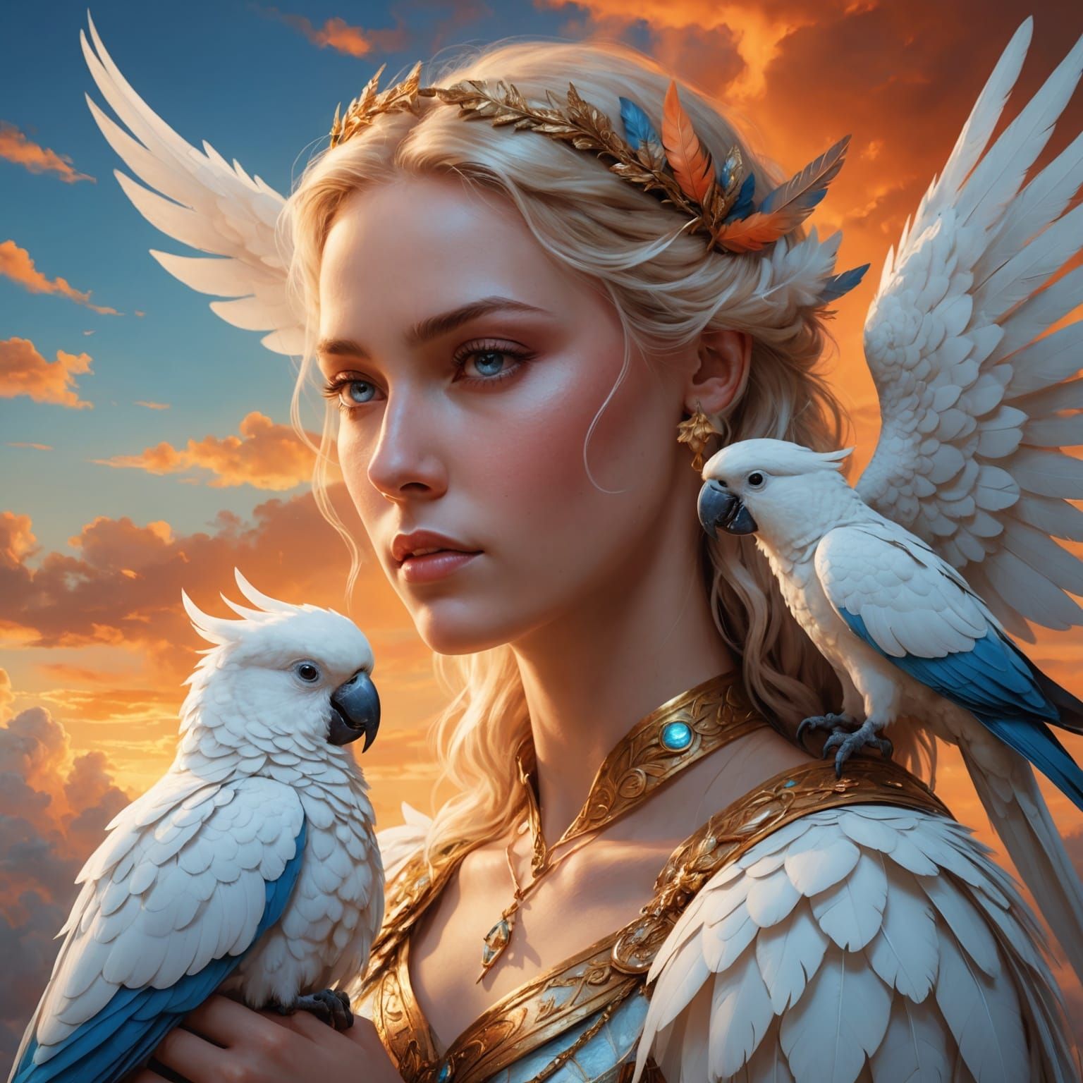 Fairy and Cockatoo Fantasy Art Portrait