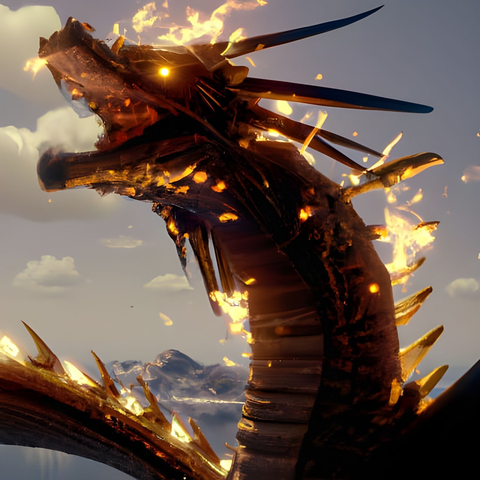 King Ghidorah Unleashes Lightning: Hyperdetailed Concept Art