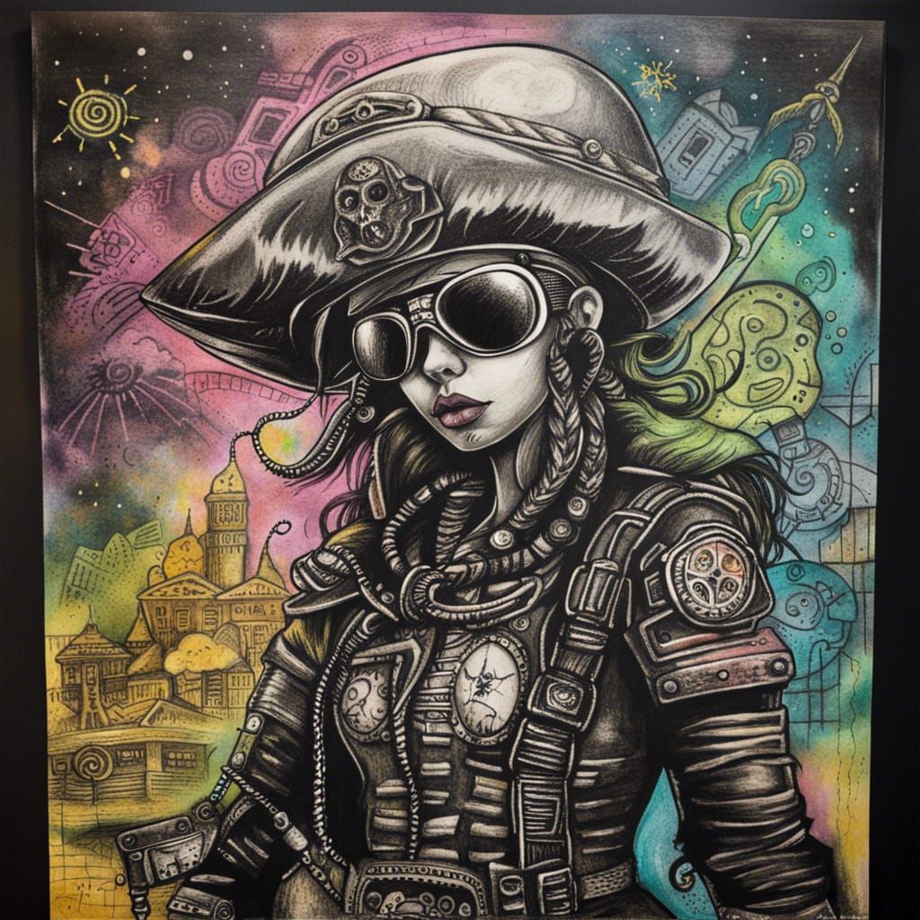 Cyberpunk Space Pirate Art Brut Movie Poster