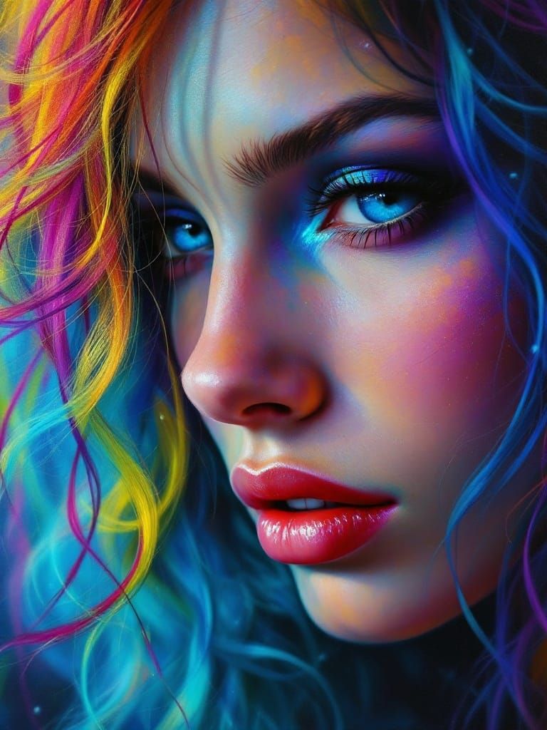 Breathtaking Alien Goddess in Multicolored Hues