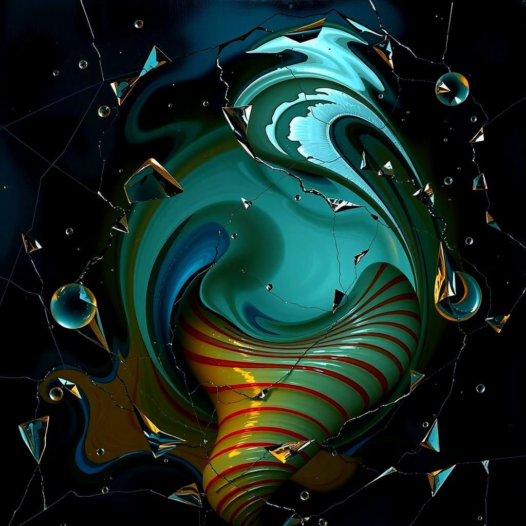 Abstract Swirling Gelato Colors with Bold Stripes